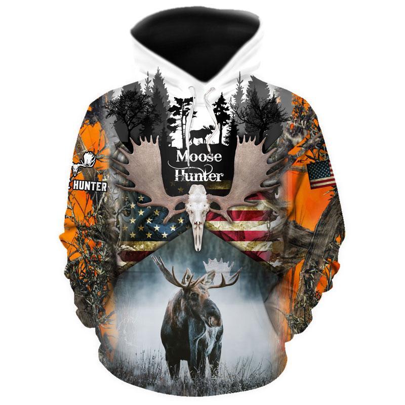Moose Hunting US Flag All Over Print  For Men _ Women  HT4376