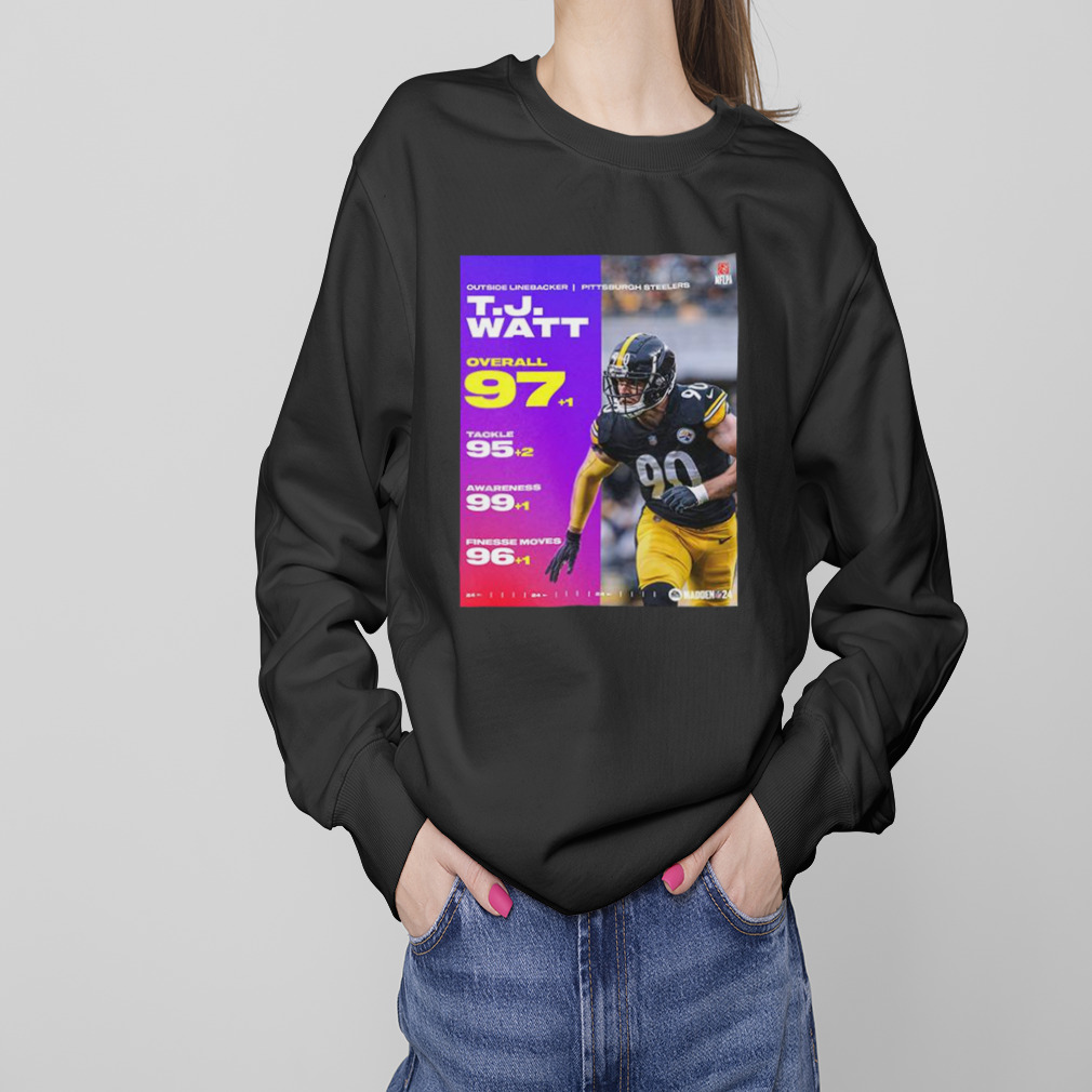 Official outside Linebacker Pittsburgh Steelers TJ Watt Overall 97 EA  Sports Madden NFL 24 99 Club Poster Shirt, hoodie, sweater, long sleeve and  tank top