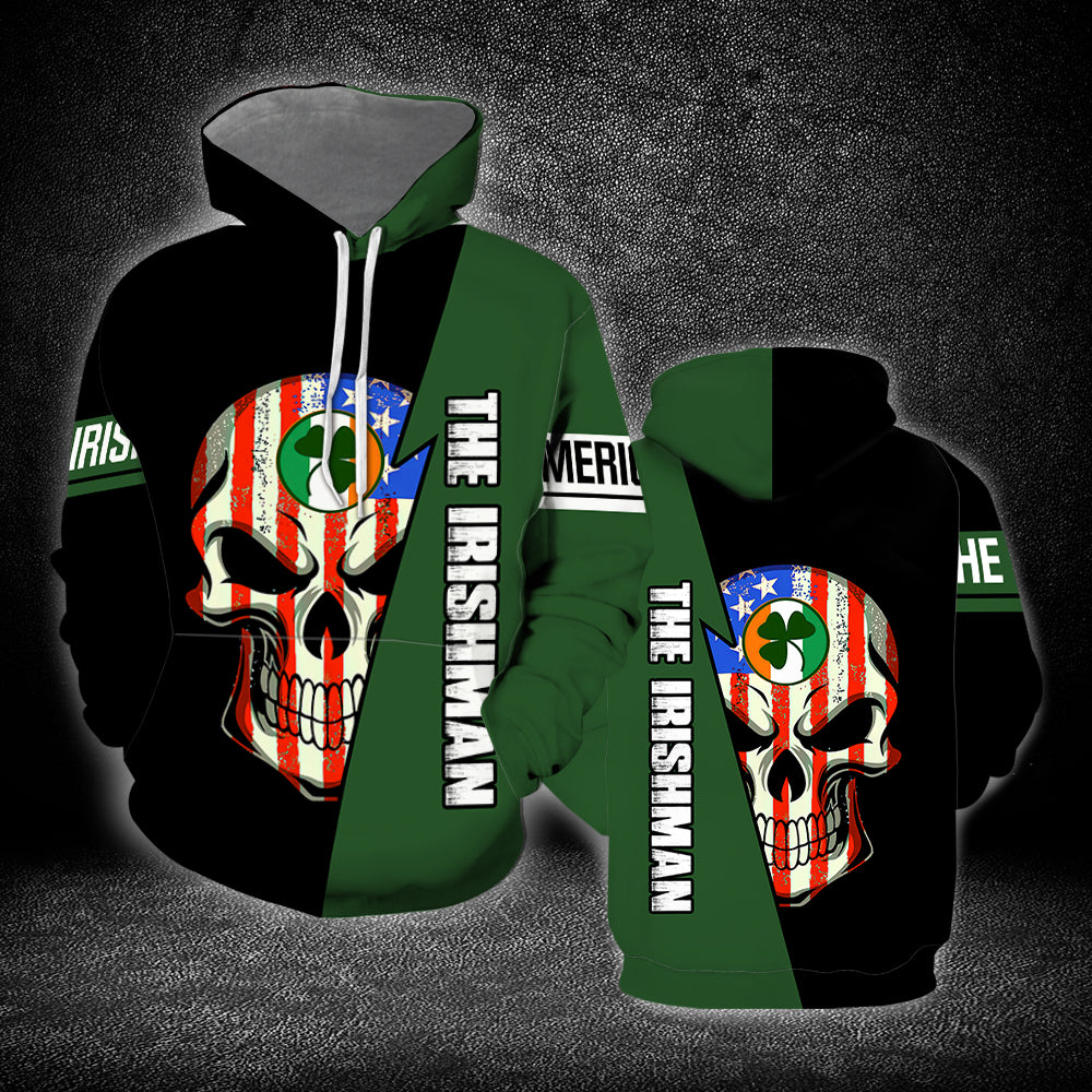 Skull Irish St. Patrick_s Day Hoodie Over Print  For Men _ Women  HT5692