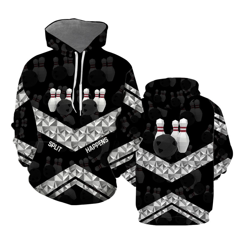 Split Happens Bowling Hoodie Over Print  For Men _ Women  TH1202