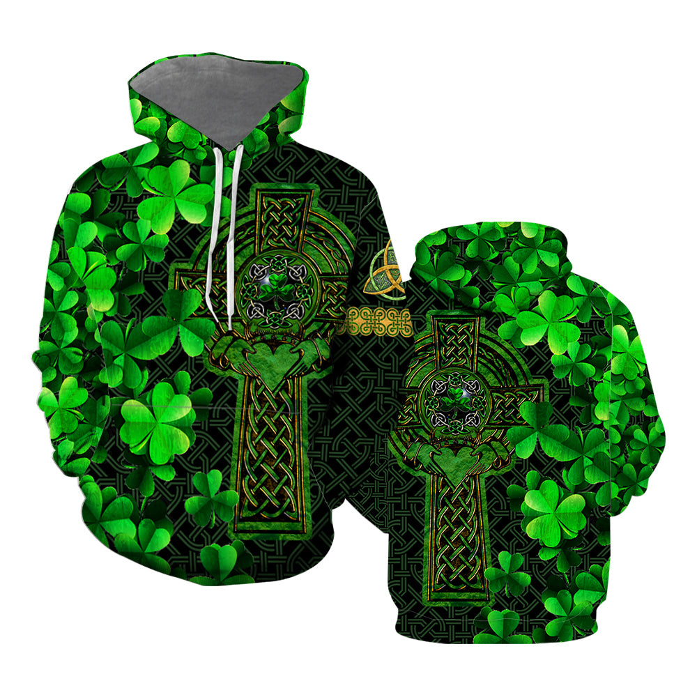 St.Patrick_s Day Celtic Cross Hoodie All Over Print  For Men _ Women  HP5650