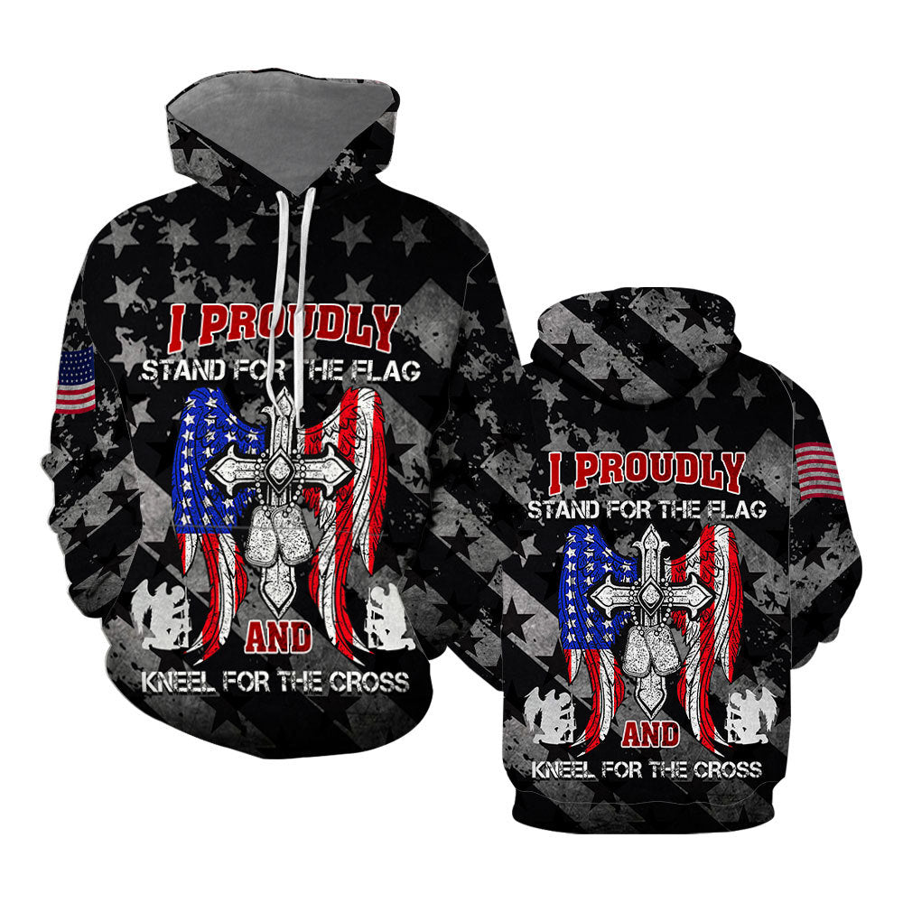 Stand For The Flag Kneel For The Cross Hoodie All Over Print For Men _ Women TH1237