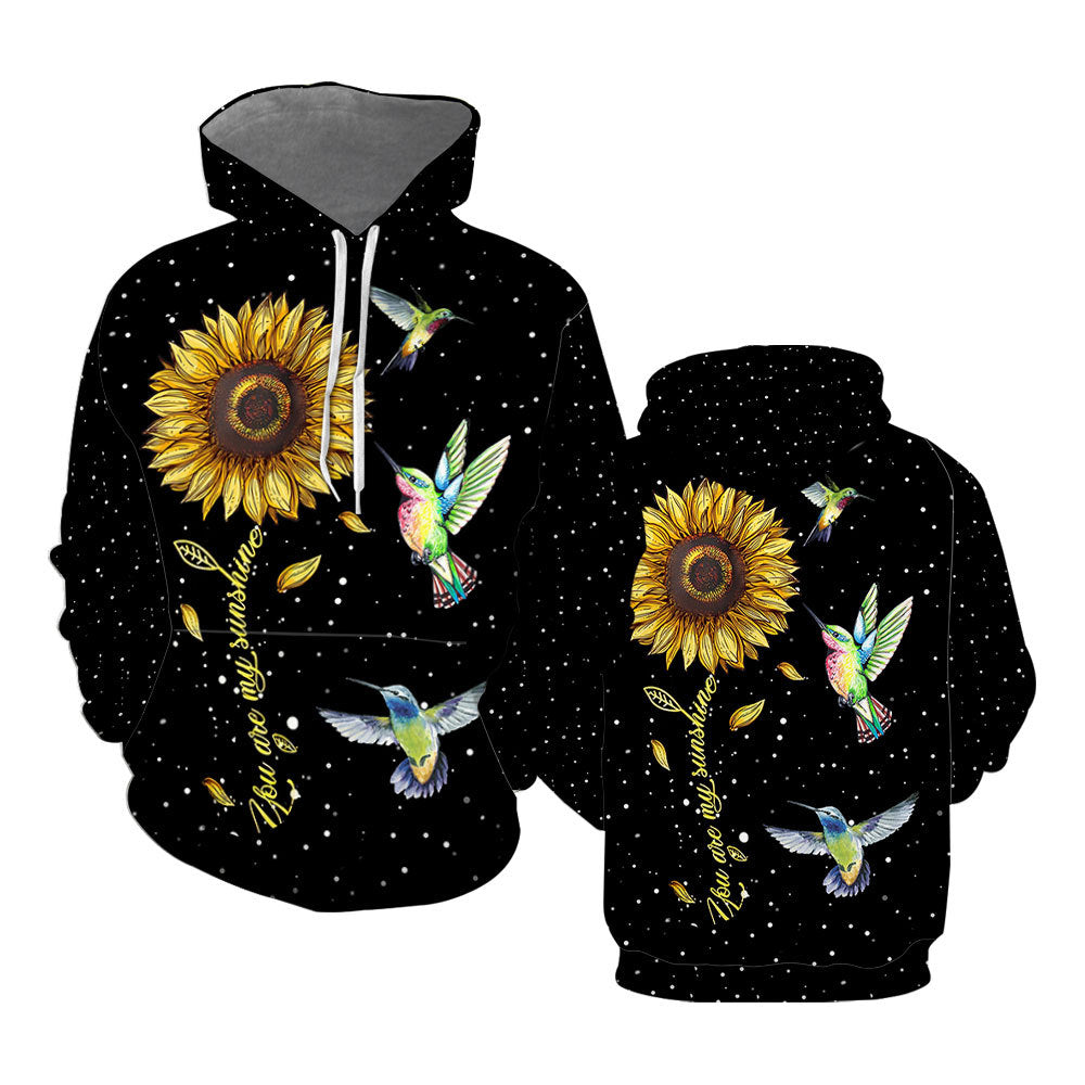 Sunflower Bird Hoodie Over Print  For Men _ Women  TH1204