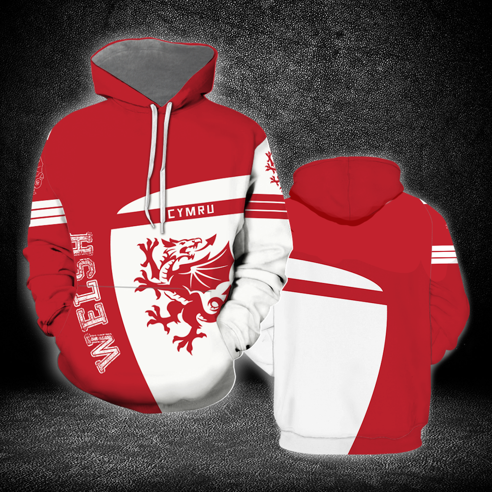 Wales Sport Red St Patrick_s Day Hoodie Over Print  For Men _ Women  HT6100