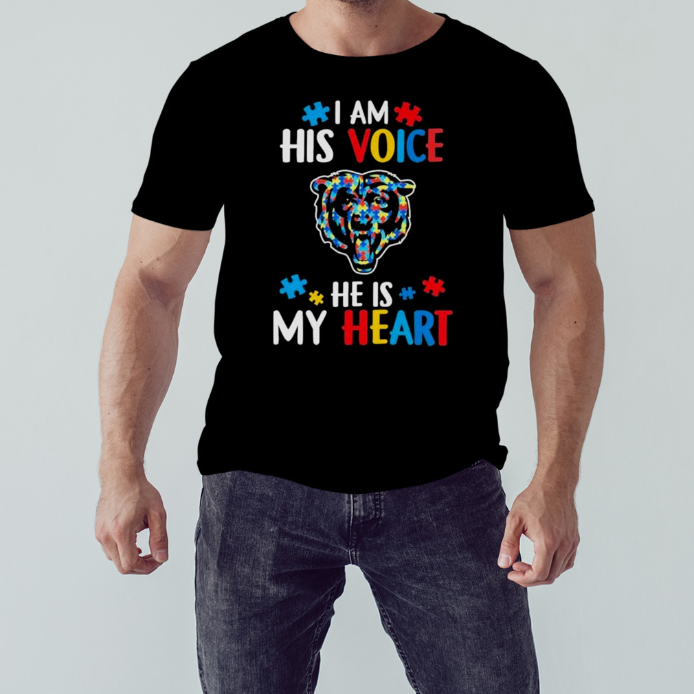 Chicago Bears Autism Awareness I Am His Voice He Is My Heart 2023 Shirt -  Trend Tee Shirts Store