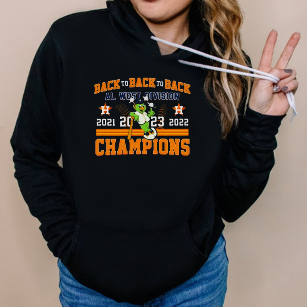 Official Back 2 back 2 back AL West division 2021-2023 champions Houston Astros  shirt, hoodie, longsleeve, sweatshirt, v-neck tee