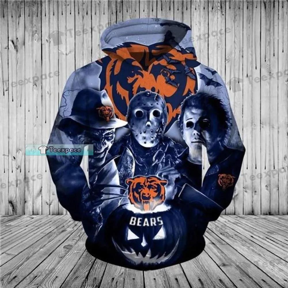 Chicago Bears Hoodie Mens 3D Michael Myers Jason Voorhees Freddy