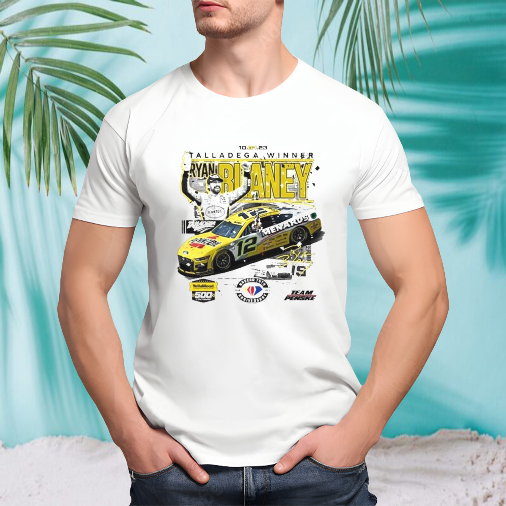 Ryan Blaney Checkered Flag Sports 2023 YellaWood 500 Race Winner T-Shirt