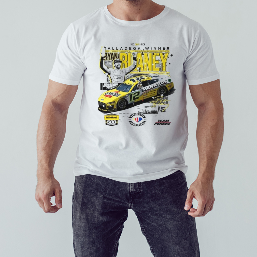 Ryan Blaney Checkered Flag Sports 2023 YellaWood 500 Race Winner T-Shirt