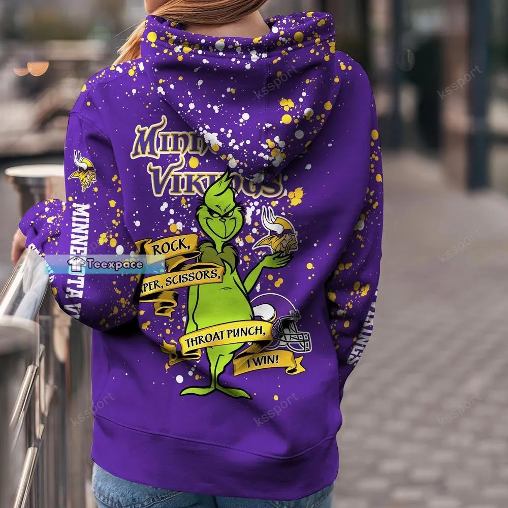 Custom Minnesota Vikings The Grinch Brush Texture Hoodie in 2023