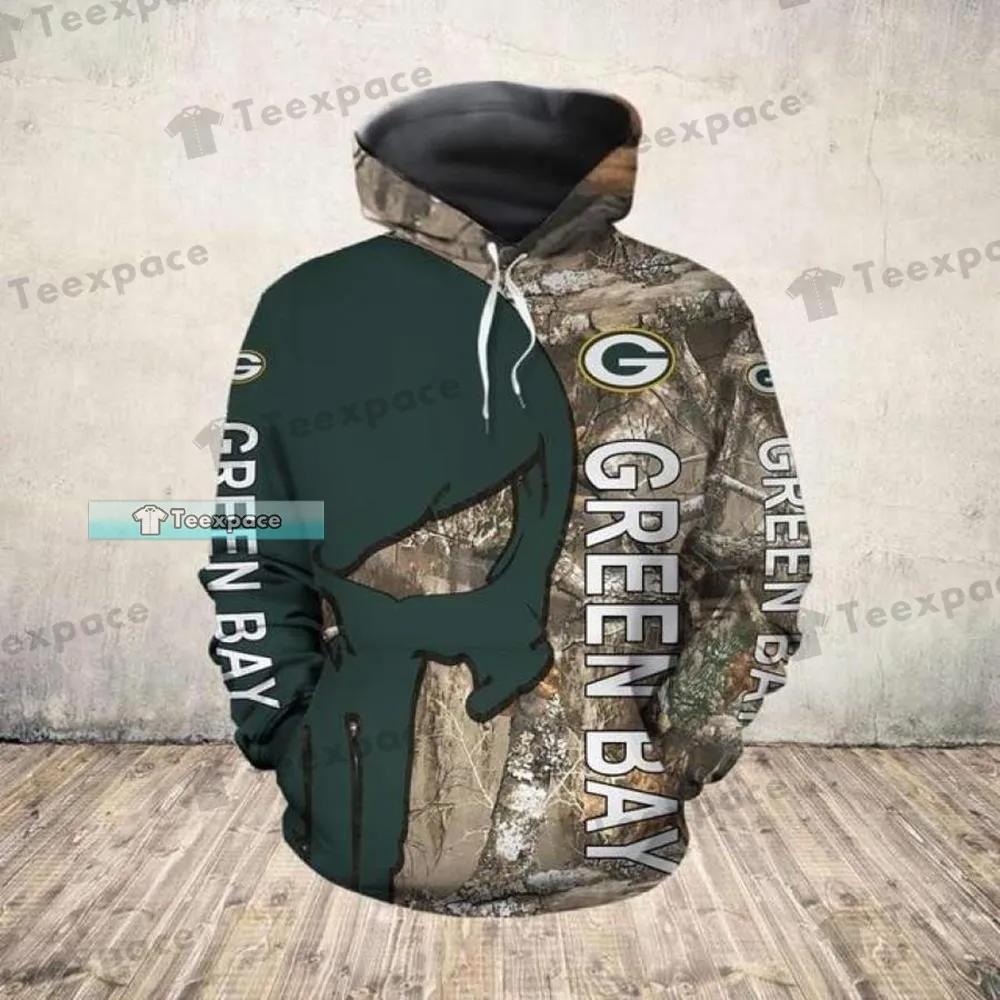 Green Bay Packers Indie Football Skull 3D Hoodie - Teexpace