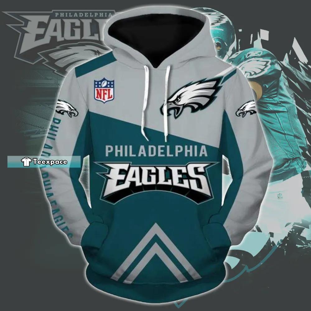 Philadelphia Eagles Hoodie 3D Football On Fire Black Blue