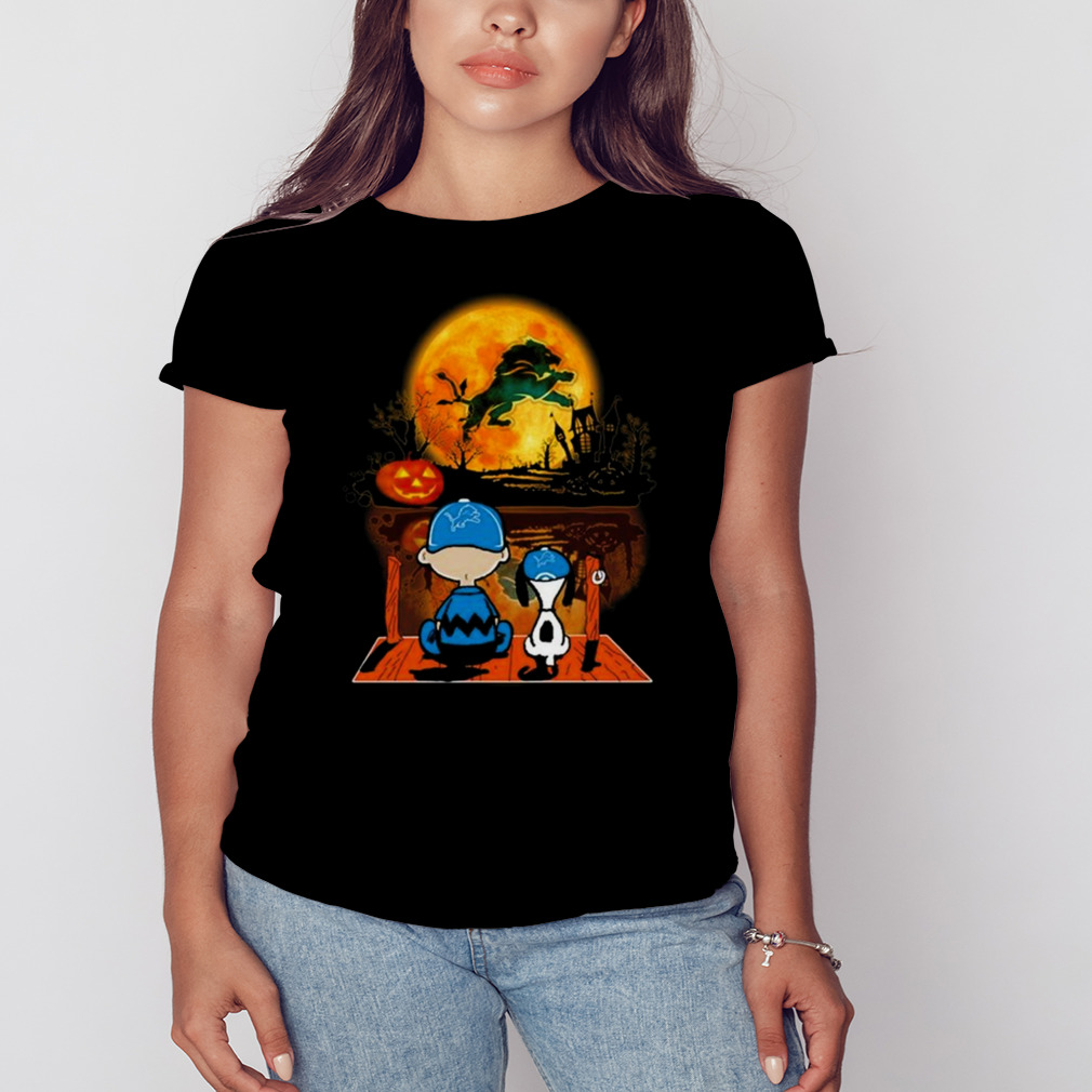 Snoopy and Charlie Brown Sit Under Moon Detroit Tigers Halloween 2023 T- shirt, hoodie, sweater, long sleeve and tank top