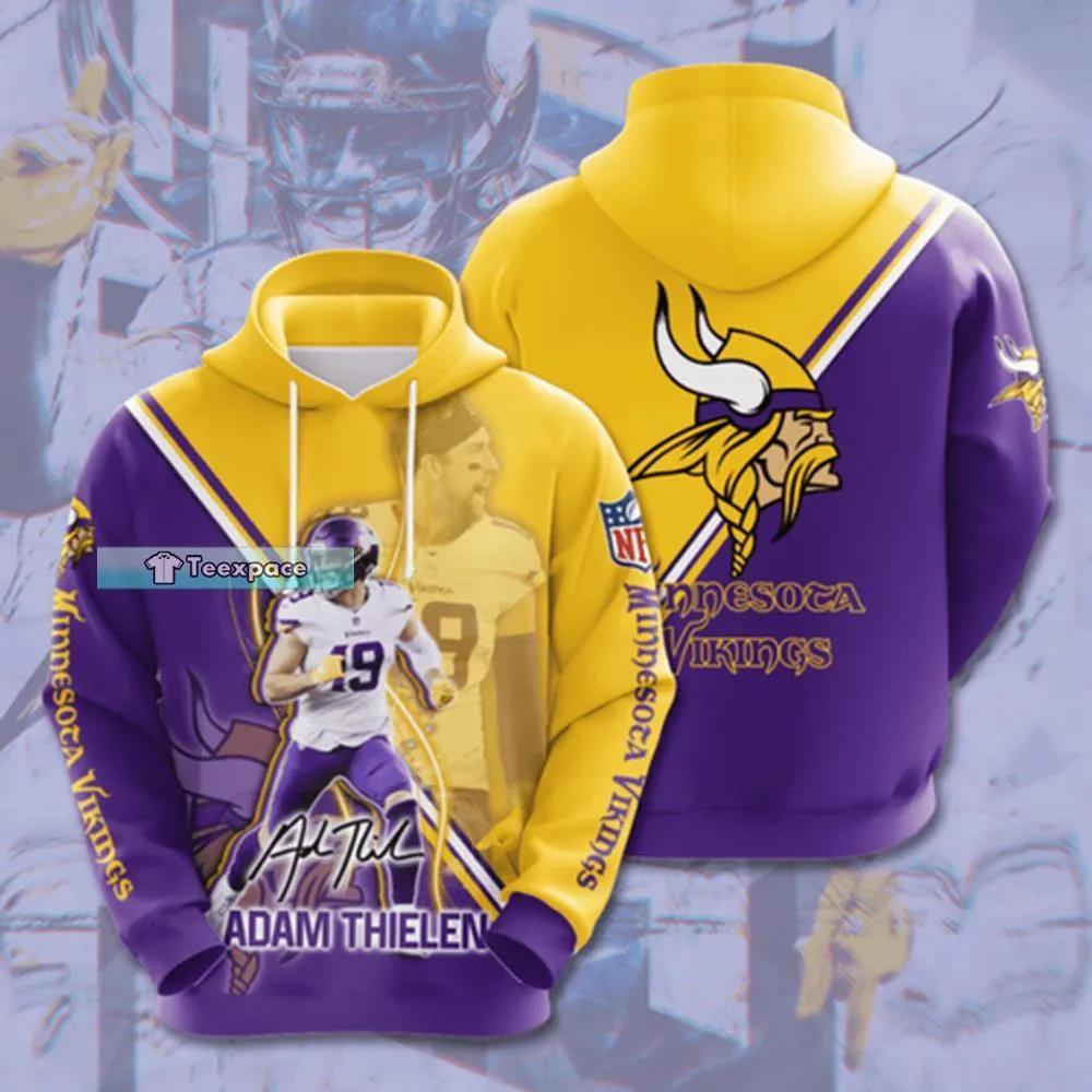 NFL Minnesota Vikings Adam Thielen Skol Vikings Purple 3D Pullover Hoodie  For Fans