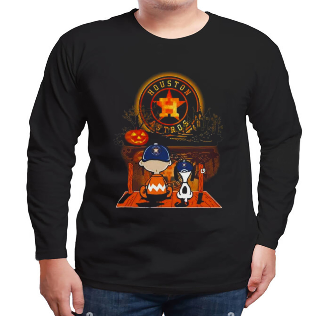 Peanut Snoopy And Charlie Brown Houston Astros Sitting Under Moon Halloween  2023 Shirt