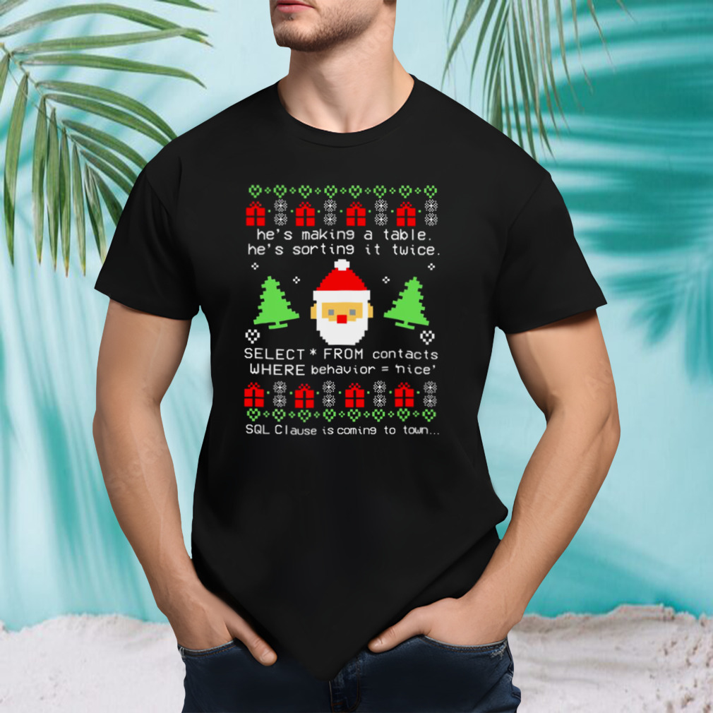 Works Coder Santa Claus Is Coming To Town Christmas shirt