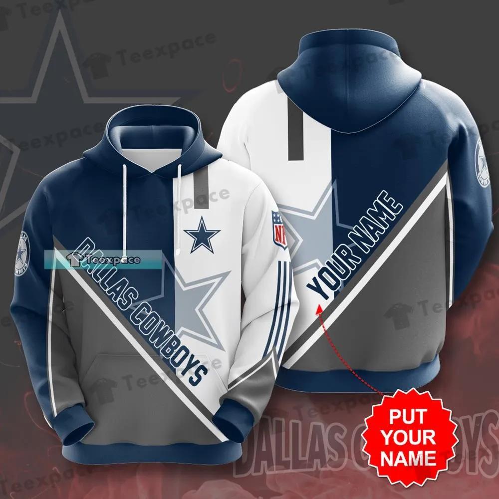 Personalized Dallas Cowboys Silver Linear White Hoodie 2 Personalized Dallas Cowboys Silver Linear White Hoodie