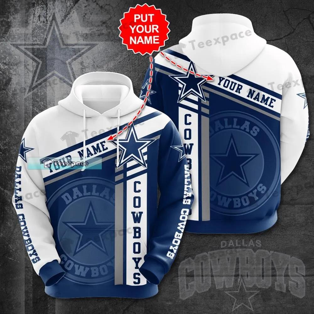 Personalized Dallas Cowboys Sporty White & Blue Hoodie 1 Personalized Dallas Cowboys Sporty White & Blue Hoodie