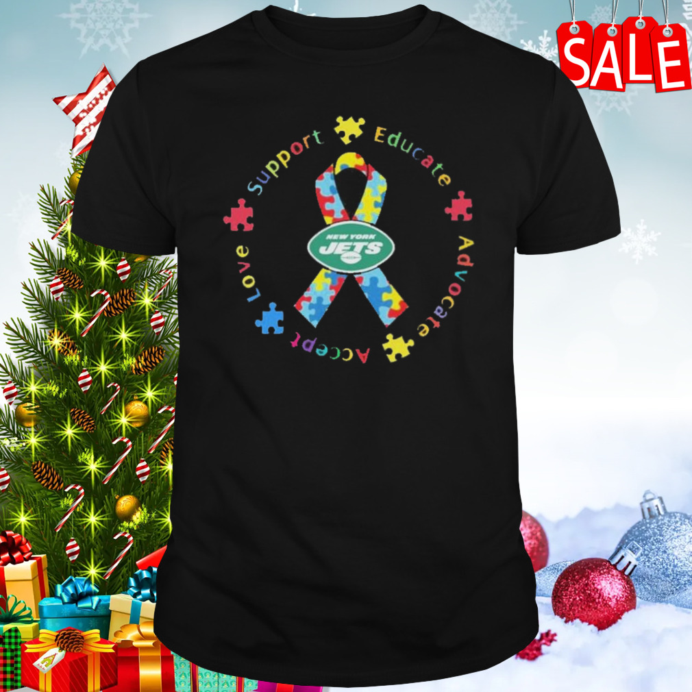 New York Jets Support Educate Advocate Accept Love Autism Awareness T-Shirt