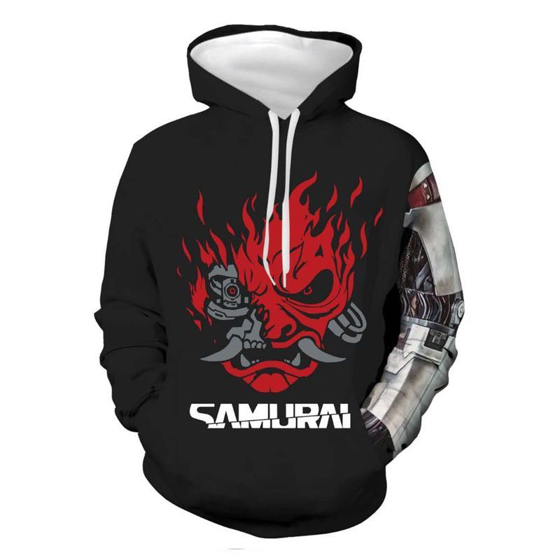 2021 New Cyberpunk 2077 Samurai Over Print 3d Zip Hoodie