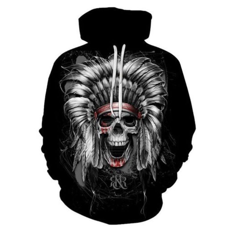 Aborigines Skull Full Black 3d Hoodie