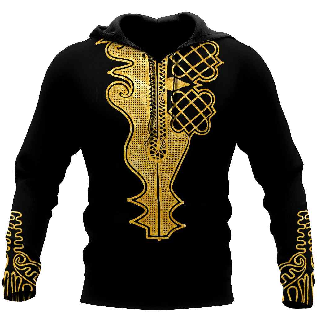 African Golden Dashiki Pattern Hoodie