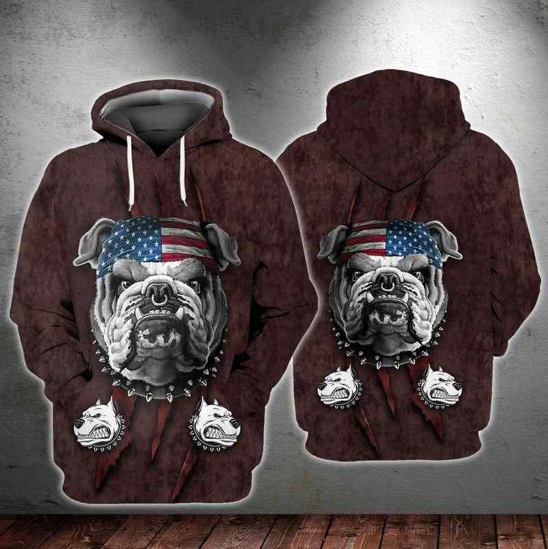 American Bull Dog All Over For Dog Lovers US Unisex Size Hoodie