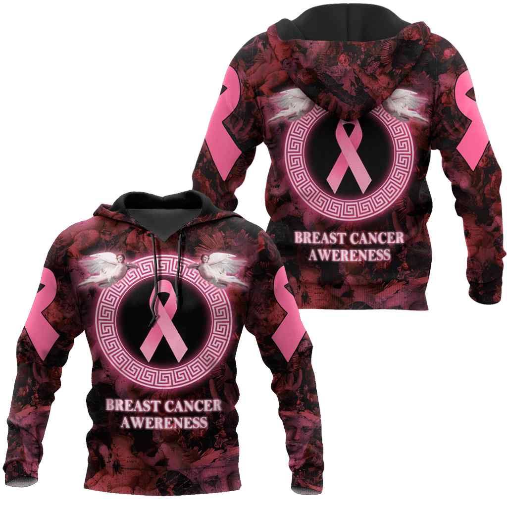 Angel Breast Awareness All Over Print US Unisex Size Hoodie
