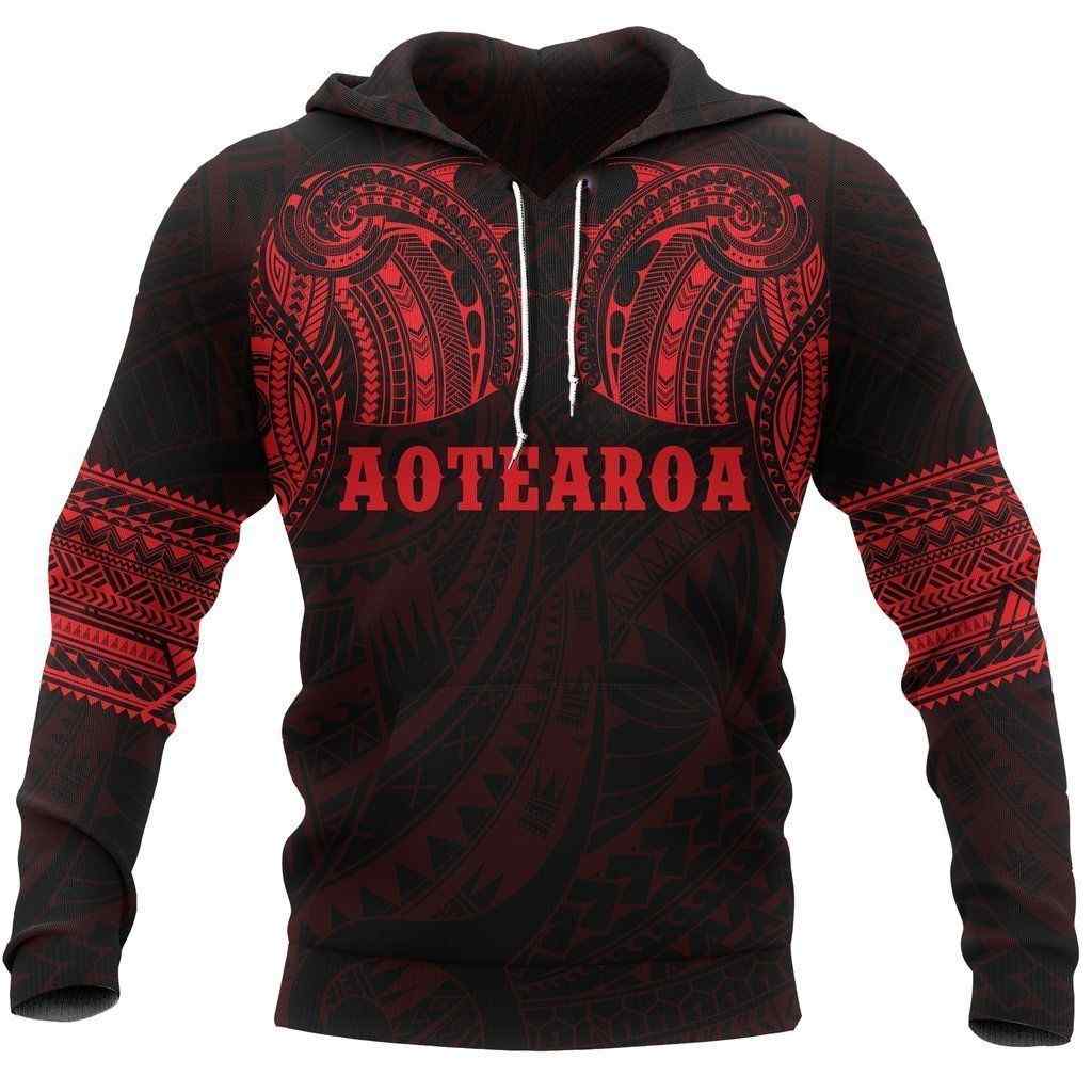 Aotearoa Maori Tattoo Red All Over Printed US Unisex Size Hoodie