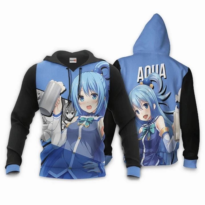 Aqua Anime Manga Konosuba God’s Blessing On This Wonderful World 3d Zip Hoodie