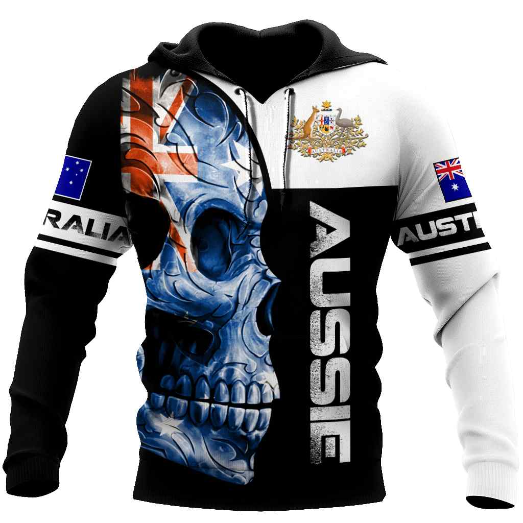 Australian Army Skull All Over Printed US Unisex Size Hoodie