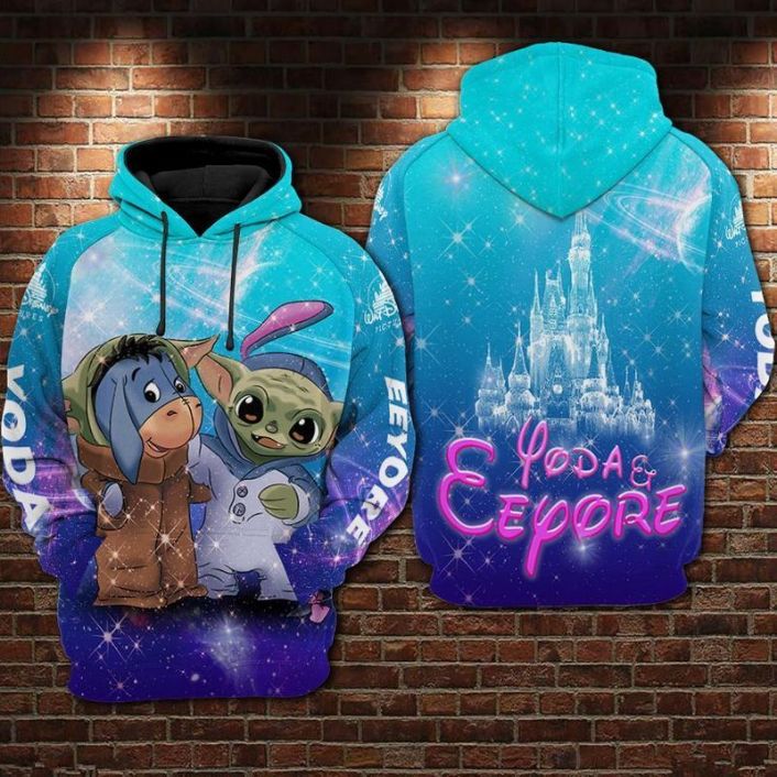 Baby Yoda X Eeyore The Mini Adventures Of Winnie The Pooh Disney 12 3d Zip Hoodie