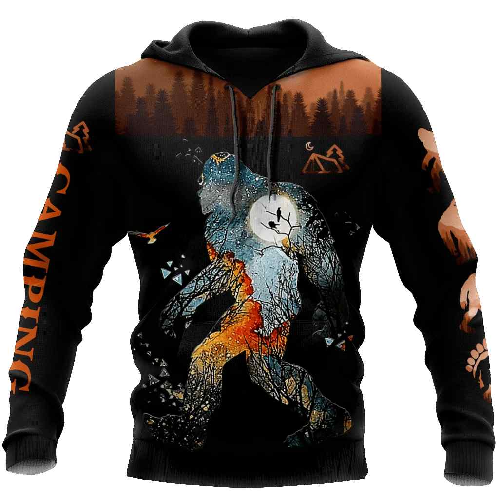 Bigfoot Camping All Over Printed Hoodie TNAXT