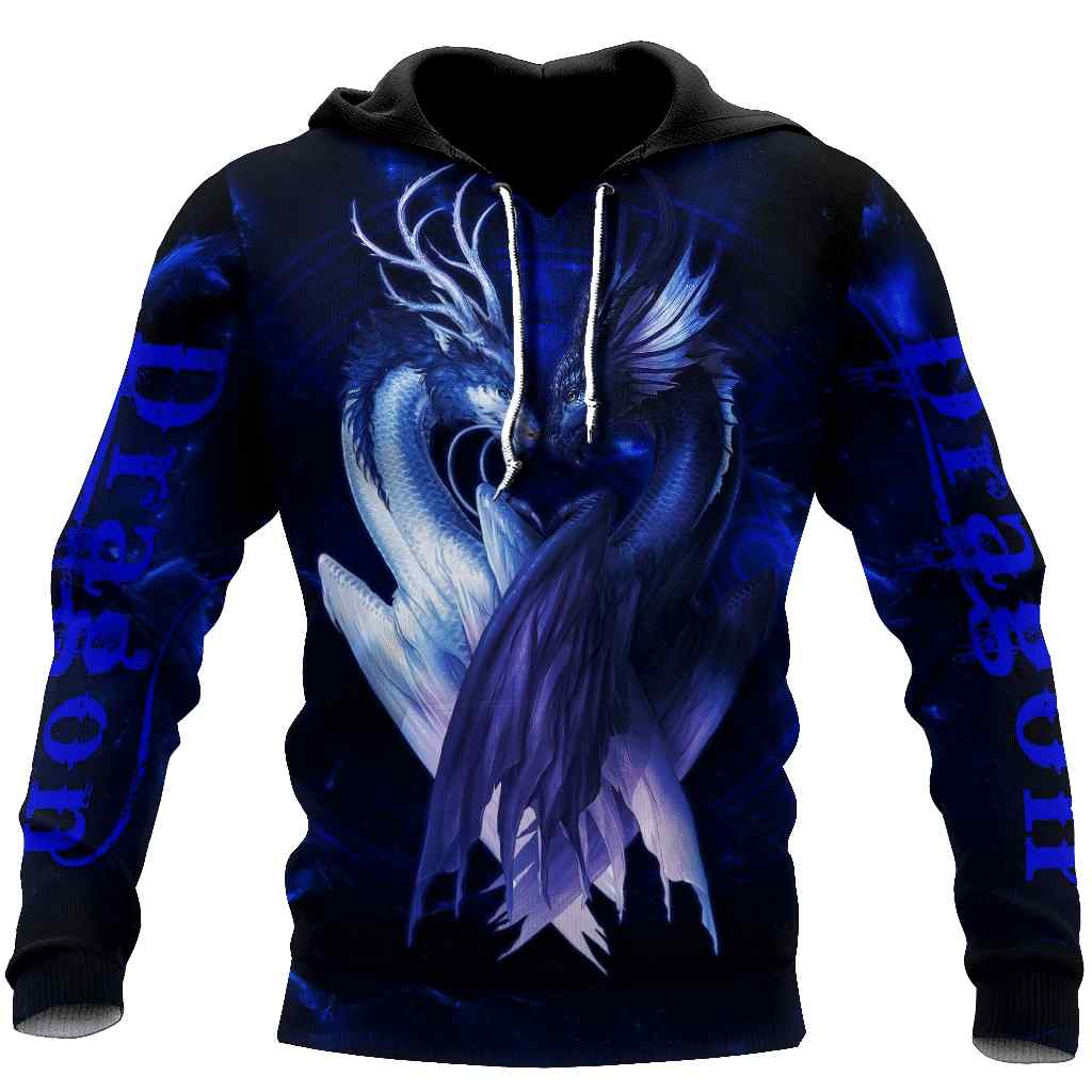 Blue Couple Dragon Hoodie All Over Printed Hoodie For Men and Women NDD