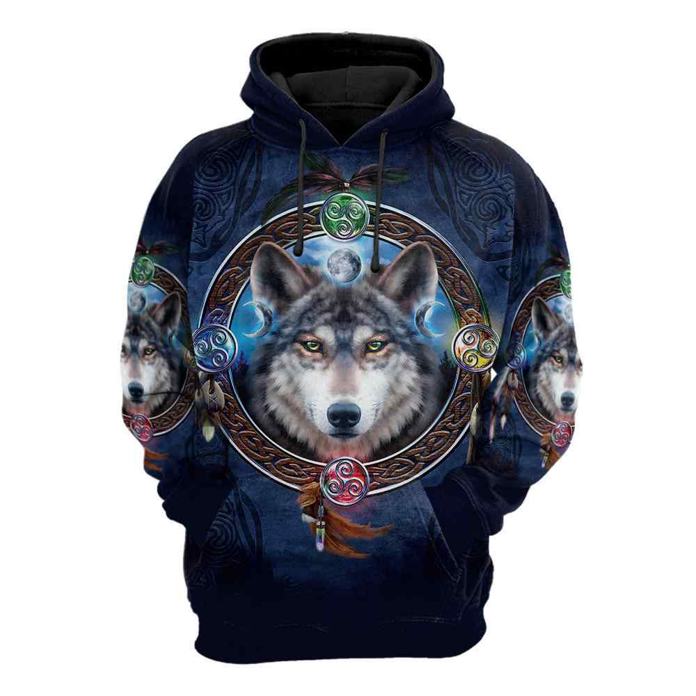 Celtic Wolf All Over Printed Unisex Hoodie