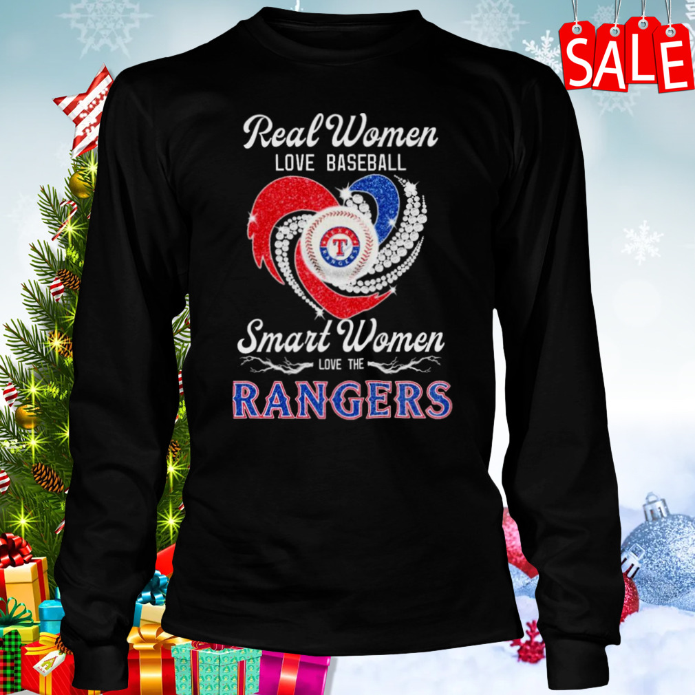 Texas Rangers Real Women Love Baseball Smart Women Love The Ranges Heart  Diamond Shirt