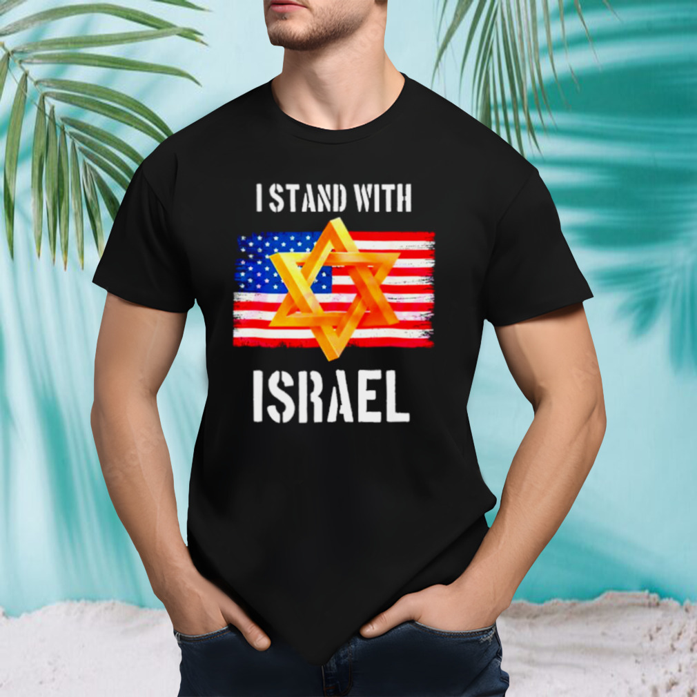 USA flag stand with Israel shirt
