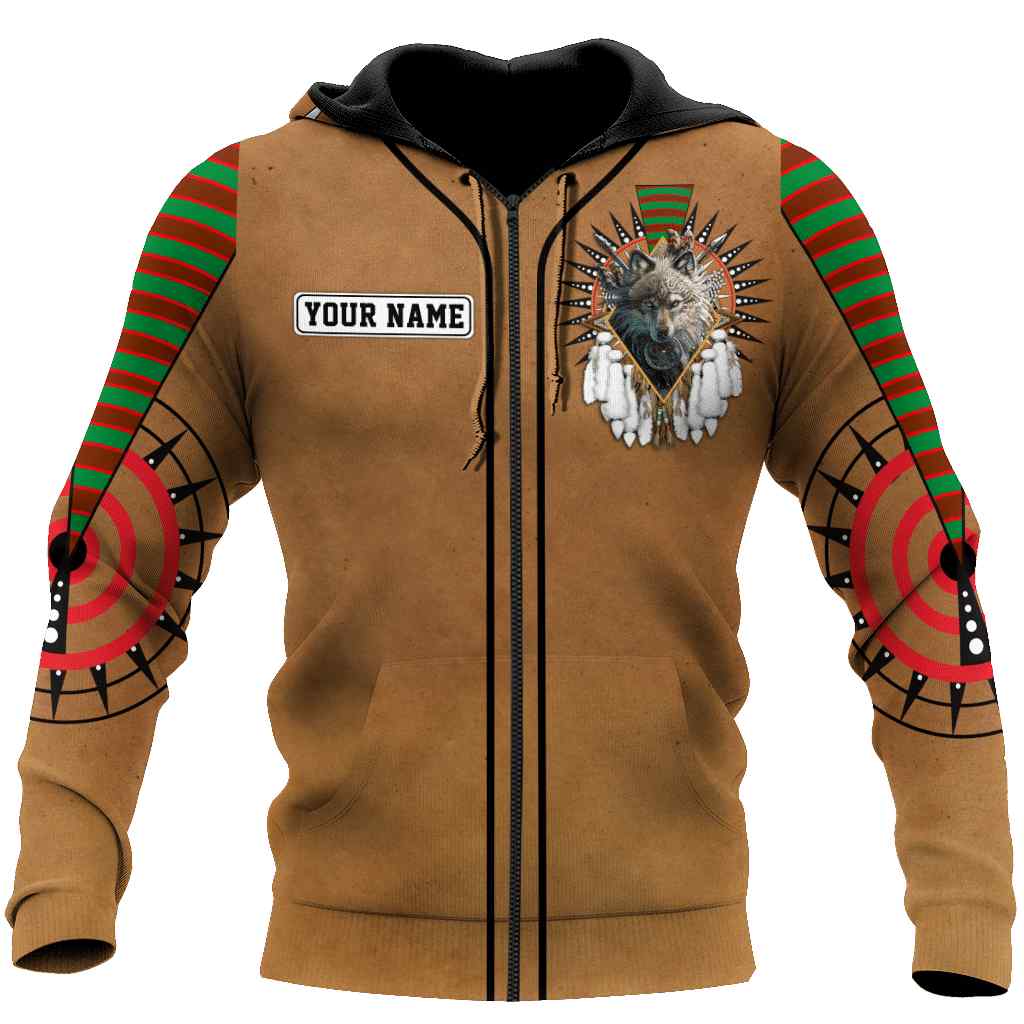 Custom Name Native American All Over Print US Unisex Size Zip up Hoodie