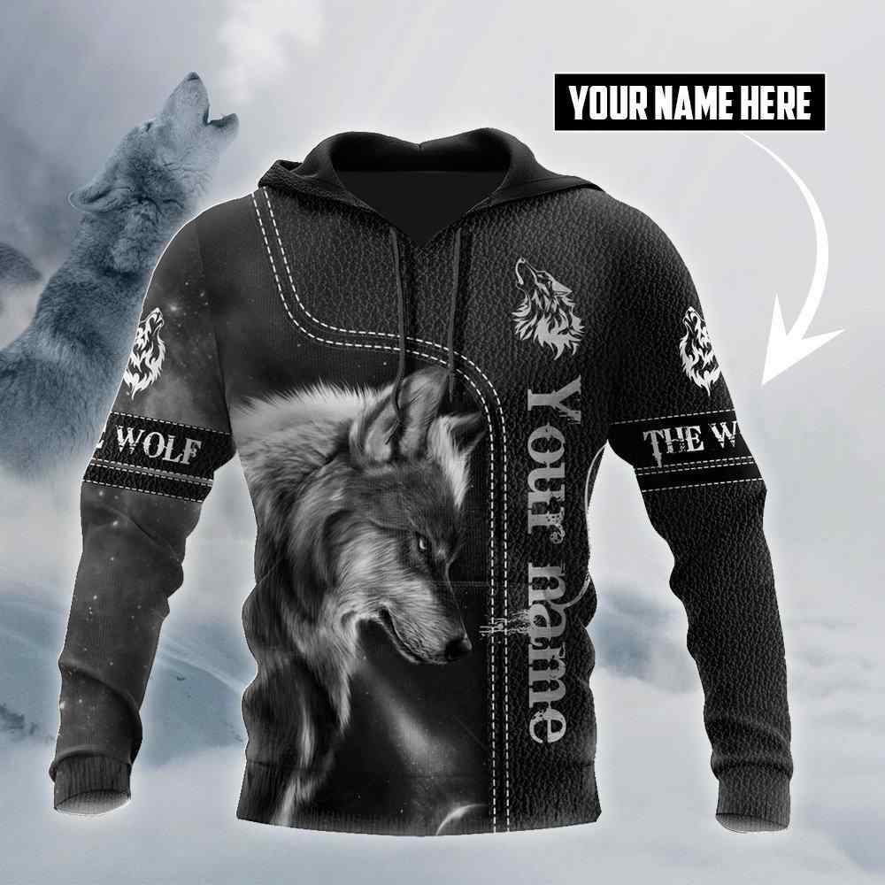 Custom Name Wolf All Over Printed Unisex Hoodie