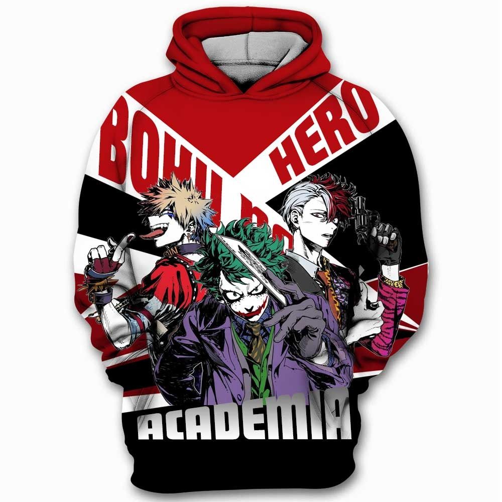 Deku Izuku Shoto Todoroki Joker Two-Face My Hero Anime Men And Women 3d Hoodie