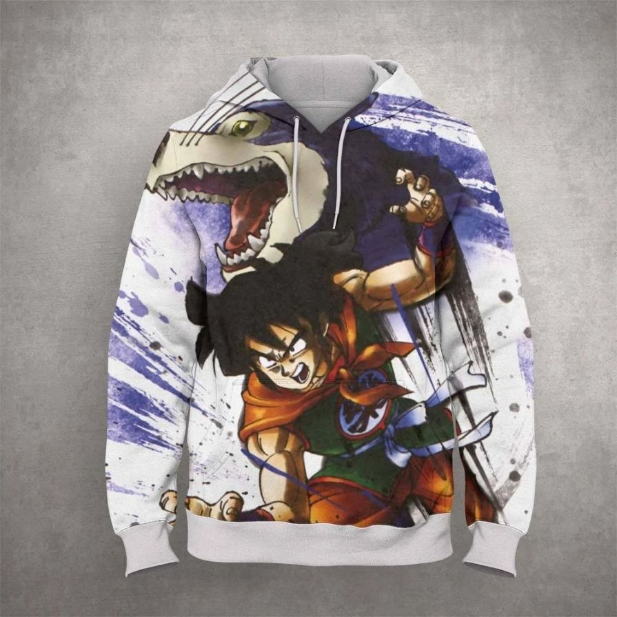 Dinosaur Goku Cartoon Dragon Ball Anime Manga Over Print 3d Zip Hoodie