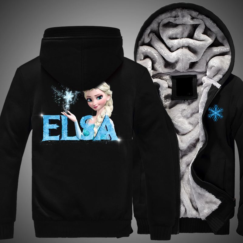 Disney Elsa Frozen Over Print 3d Fleece Zip Hoodie