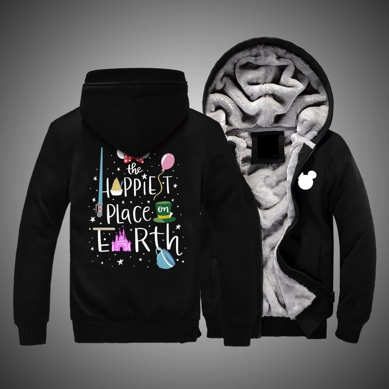 Disney Happiest Place On Earth Over Print 3d Fleece Zip Hoodie