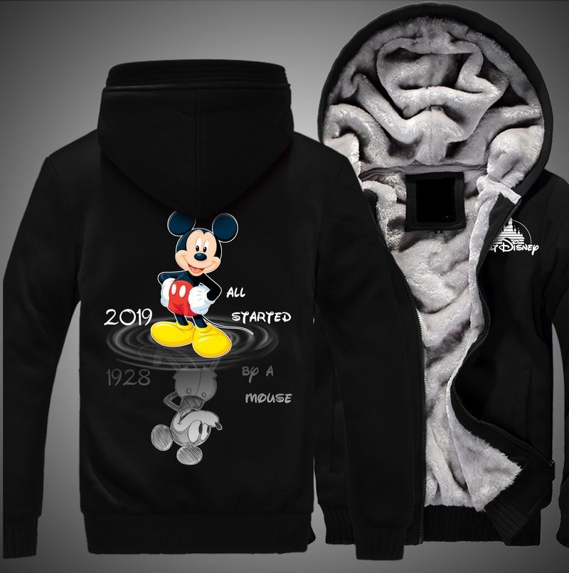 Disney Mickey 1928 All Started Reflection Over Print 3d Fleece Zip Hoodie