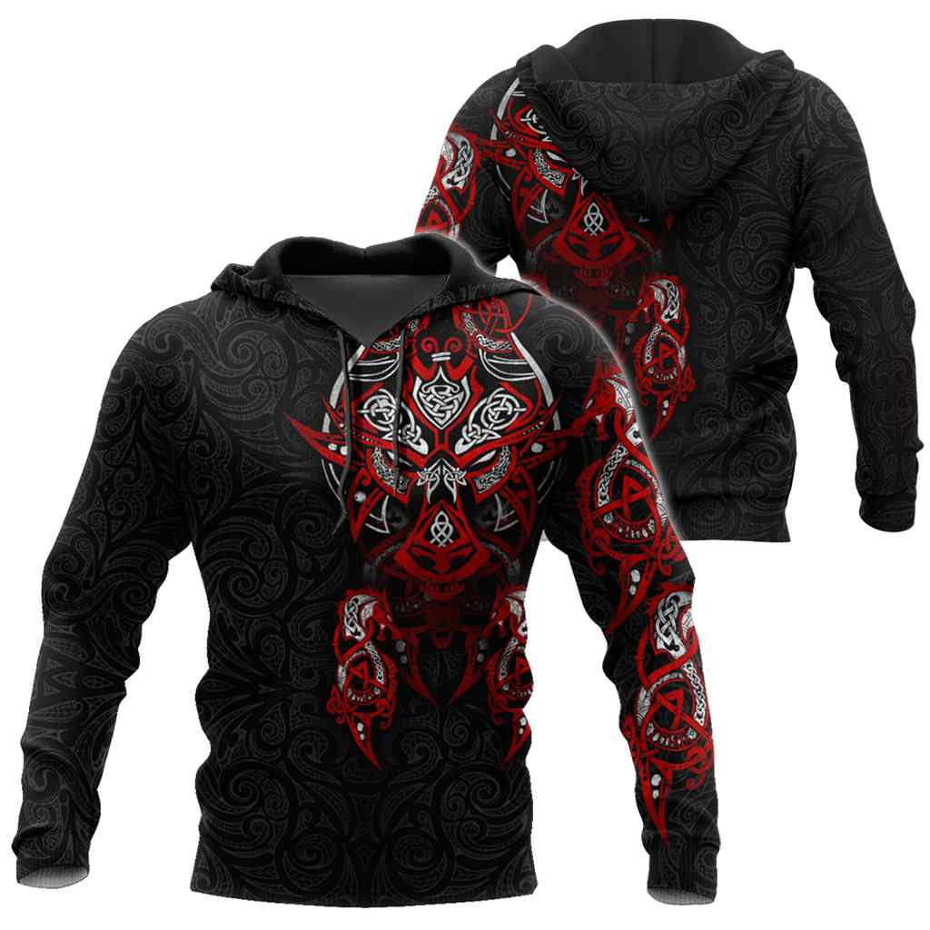 Dragon Gifts Viking Tattoo Dragon Black and Red US Unisex Size Hoodie