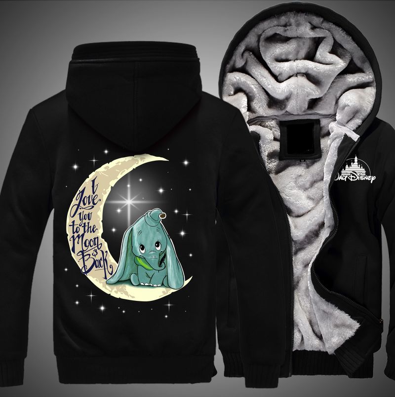 Dumbo Elephant I Love You To The Moon And Back Over Print 3d Fleece Zip Hoodie