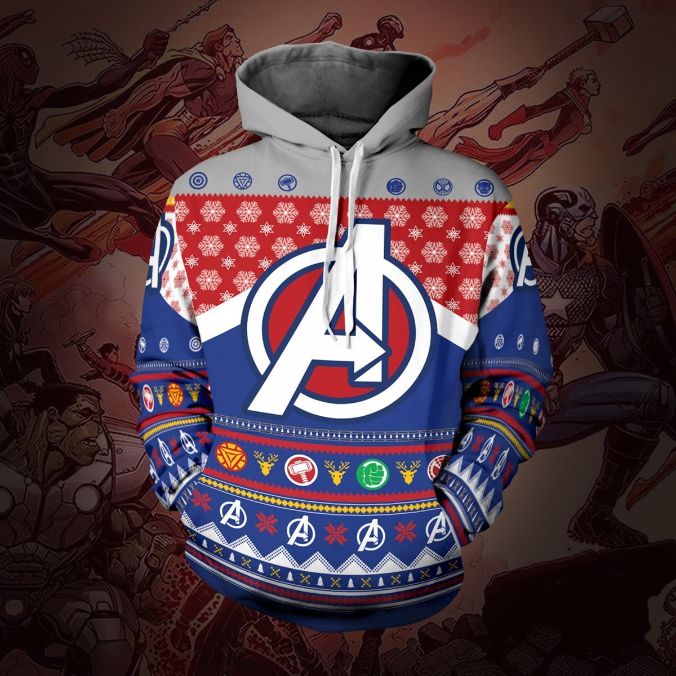 Earth's Mightiest Heroes Christmas Unisex All Over Print Hoodie