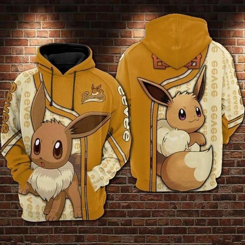 Eevee Pokemon Over Print 3d Zip Hoodie