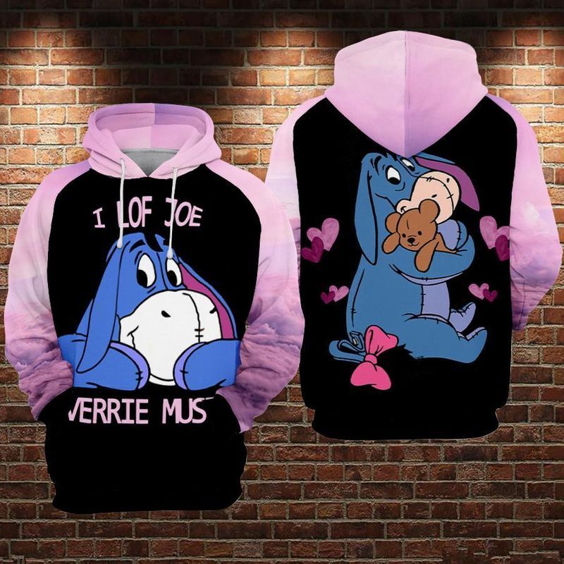 Eeyore - I Lof Joe Verrie Must Disney Over Print 3d Zip Hoodie