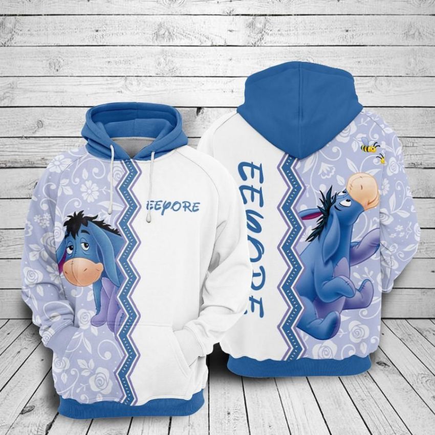 Eeyore And Bee Cartoon Winnie The Pooh Over Print 3d Zip Hoodie